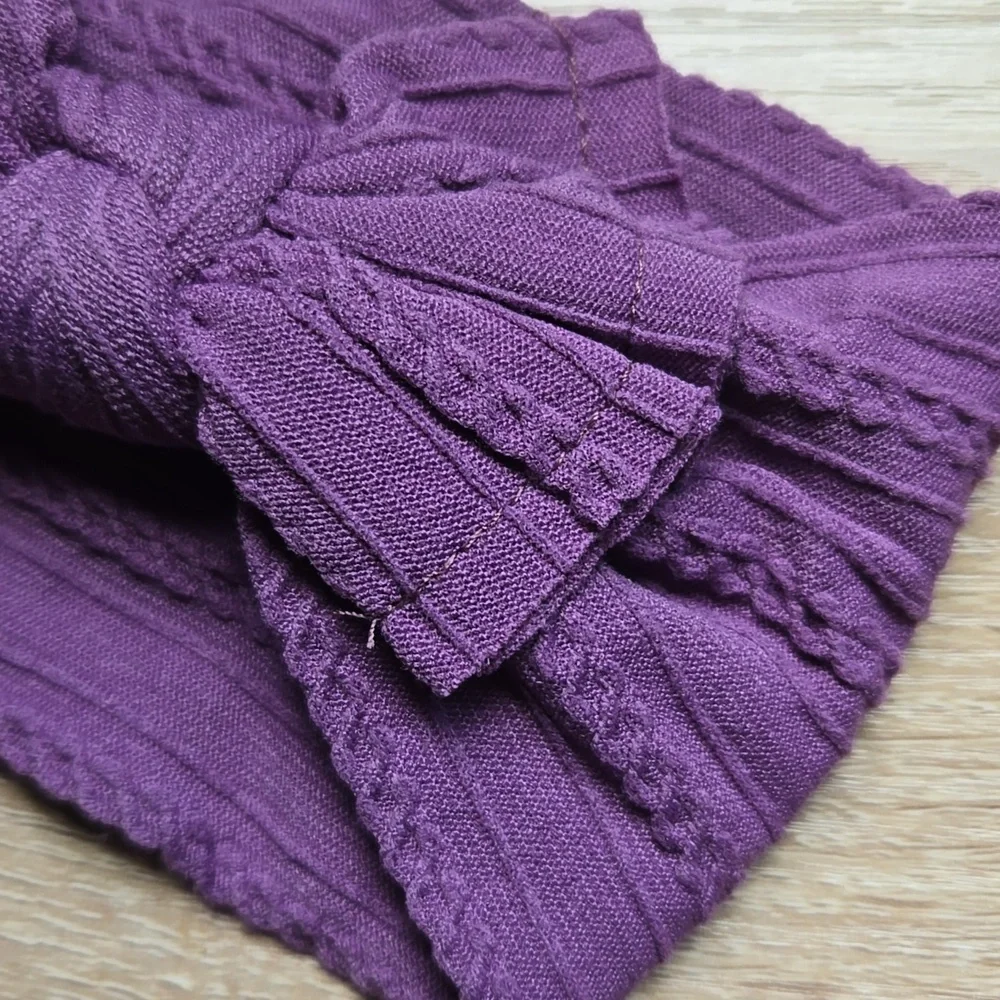 Boho Bowknot Headband Cable Knit Hair Accessory Baby Girl Nylon Purple Hair Band